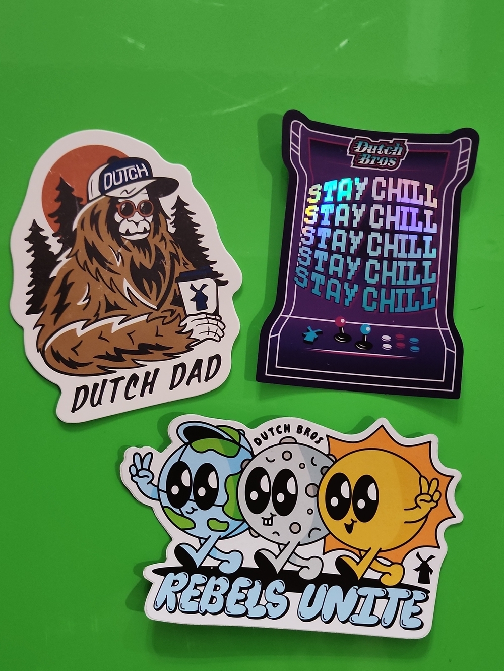 Dutch Bros Stickers Pack - Green, Purple, Brown, Yellow